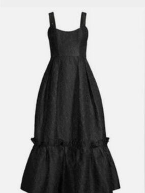 NWOT Elliat jaquard, with pockets! black elegant long tiered gown L